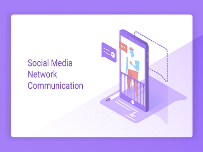 Social Media Network Communication character chat communication conversation emotions flat iso isometric media network social vector