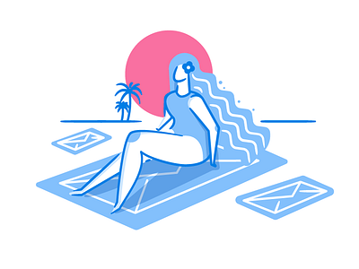 Is Email Ever Really Private? beach character girl line mail summer sun texture vector waiting