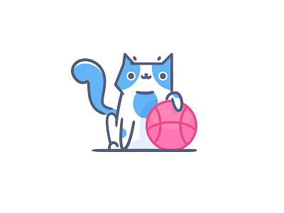 2 dribbble invites basketball cat character dribbble icon illustration invitation invite line player stroke vector