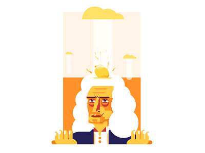 Isaac Newton beer flat grain illustration isaac lemon portrait