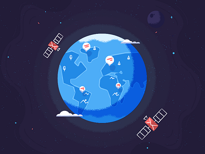 World communication concept chat communication connection earth flat globe icon illustration message moon space vector