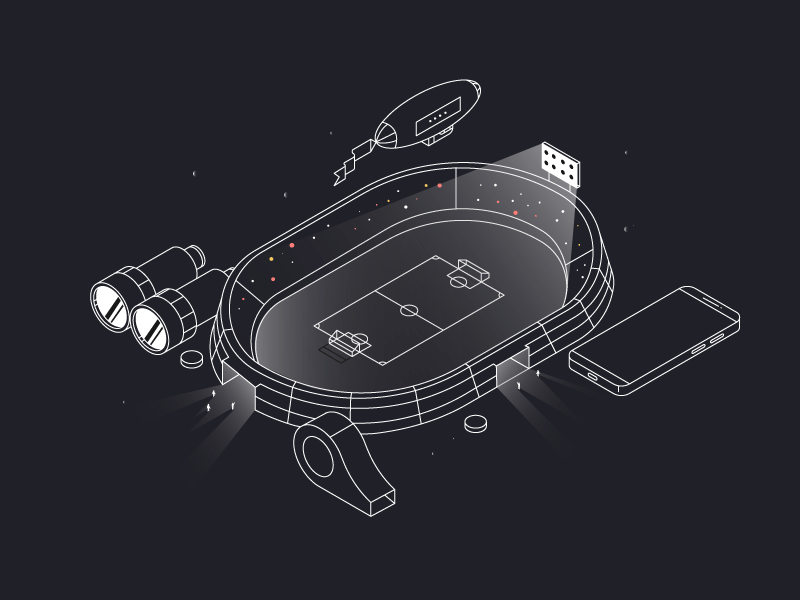 Isometric stadium icon illustration isometrics line phone sport stadium stroke vector