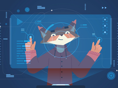 Hud art character computer design flat fox game hud illustration ui ux vector