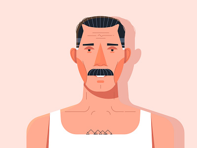 Freddie Mercury portrait adobe character flat freddie mercury illustrator music portrait queen vector