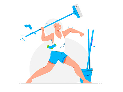 Character: Cleaning art brand character cleaning design flat illustration line man stroke vector