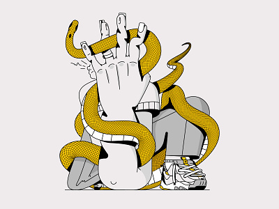 Snake arm art character design flat fracture illustration line man nike snake snakes sneakers vector