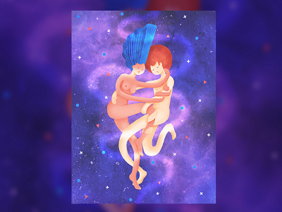 Tangle me to the cosmos afro character design color cosmos couple design floating illustration nudity space texture