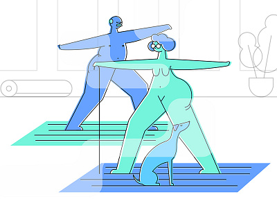 Character Development animation character dog exercise illustration motion naked nude style styleframe wip yoga
