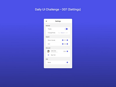 Daily UI Challenge 007 - Settings daily ui daily ui 007 daily ui challenge design graphic design ui