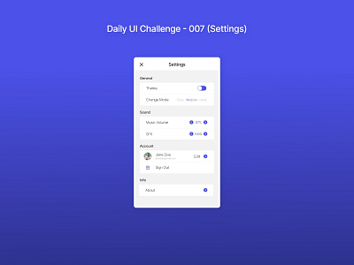 Daily UI Challenge 007 - Settings