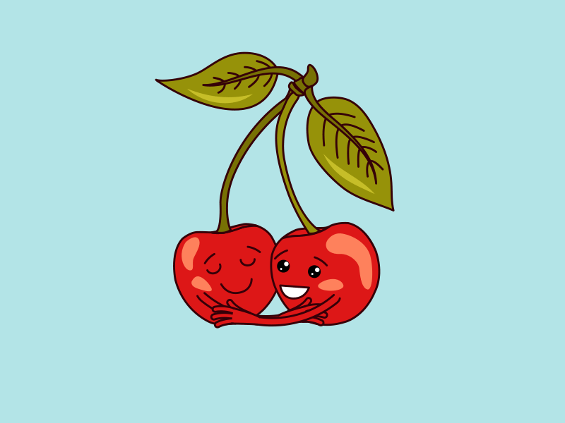 Cherry hugs animation character cherry emoji green hugs motion red untime