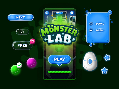UI Monster Lab Game app design figma graphic design logo ui
