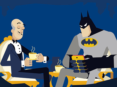 Batman and Alfred alfred alfred pennyworth art batman character character design design flat illustration motion graphic motion graphics vector