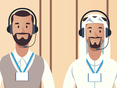 Work Colleagues air art character design colleague control employee headphone illustration khaleeji motiongraphic navigation saudi traffic vector work