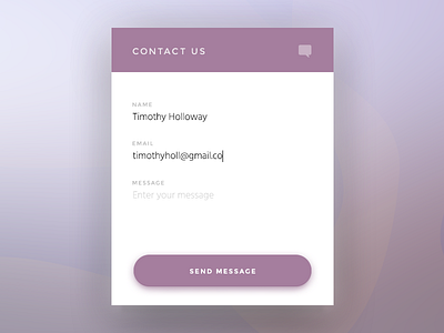 Daily UI challenge #028 — Contact Us app card challenge contact daily dailyui message ui