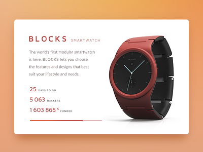 Daily UI challenge #032 — Crowdfunding Campaign app card challenge crowdfunding daily dailyui ui watch