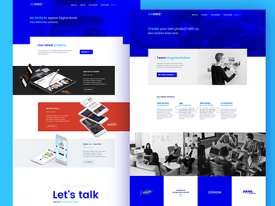 ADHOC Agency website blue branding company design freelance kosma ui ux web web design