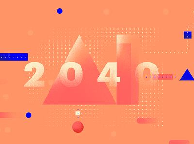 AI 2040 artificial intelligence blue company design dots grain illustration it kosma orange poland technology