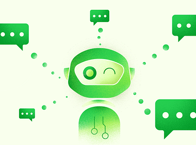 AI Chatbot ai artificial intelligence chat chatbot design green illustration it kosma lenar poland product robot yellow