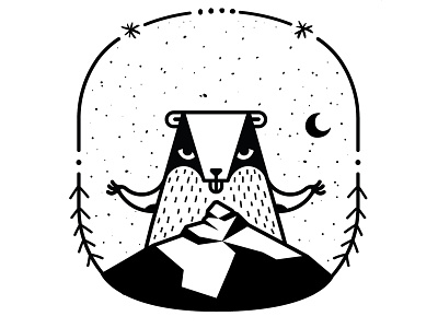The Marmot & the Mountain #01 black and white geometry illustration illustrator moon nature sky