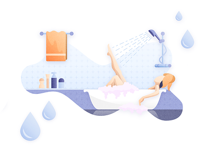 Bath Category Listing bath blue branding design domestico ecommerce freelance futurenaturedesign illustration orange vector vectorart water woman