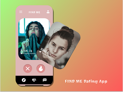 #012 Find Me Dating App V1 Explore Page app branding daily ui dating dating app design icon illustration logo mobile app swipe swipe right typography ui ux vector