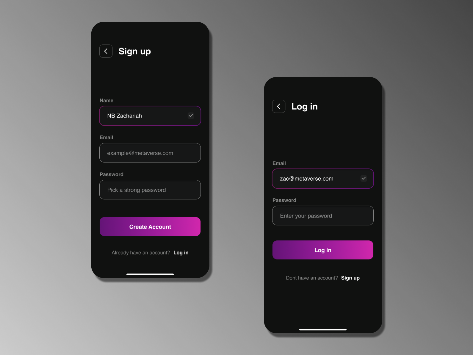 #022 Sign up & Log in Pages - Mobile UI by NB Zachariah on Dribbble