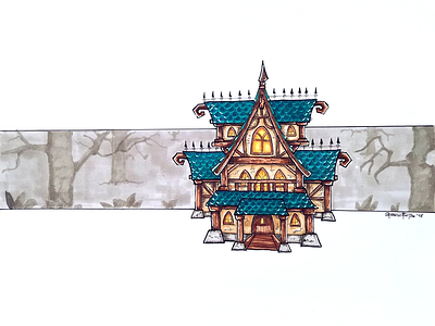 Gilneas House art copic drawing fantasy finecolour illustration markers mushroom painting traditional warcraft
