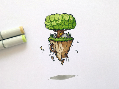The Levitating Oak art copic drawing fantasy finecolour game illustration markers painting traditional traditional art