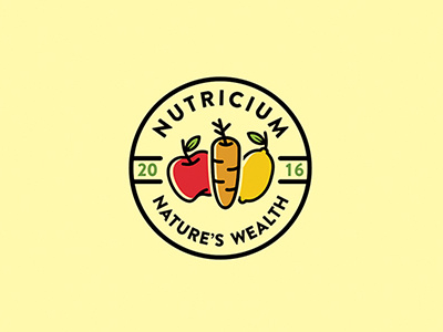 Nutricium logo concept branding design logo nutrition lemon apple carrot natre vegetables fruits nature wealth