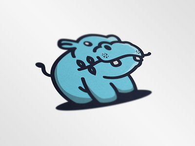 Hungry Hippo animal blue bold creative cute design hippo illustration line little logo navy