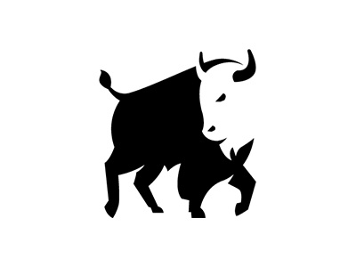 Bison bison black logo negative simple space white