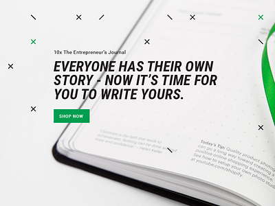 10x The Entrepreneur’s Journal on The Stockroom hero journal landing page web design