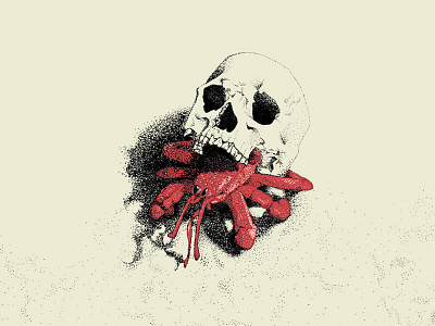 Skull Dwelling Hermit Crab crabs design drawing graphic design icons illustration ink micron printmaking silkscreen skull stipple