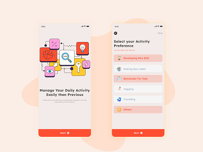 Productivity App Onboarding appui design mobile app productivity app onboarding ui uidesign userinterface