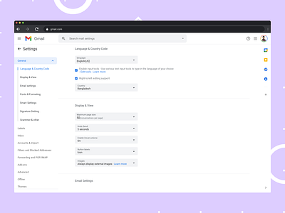Gmail Setting Page Redesign