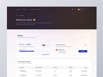 Billing & Payment Setting Page