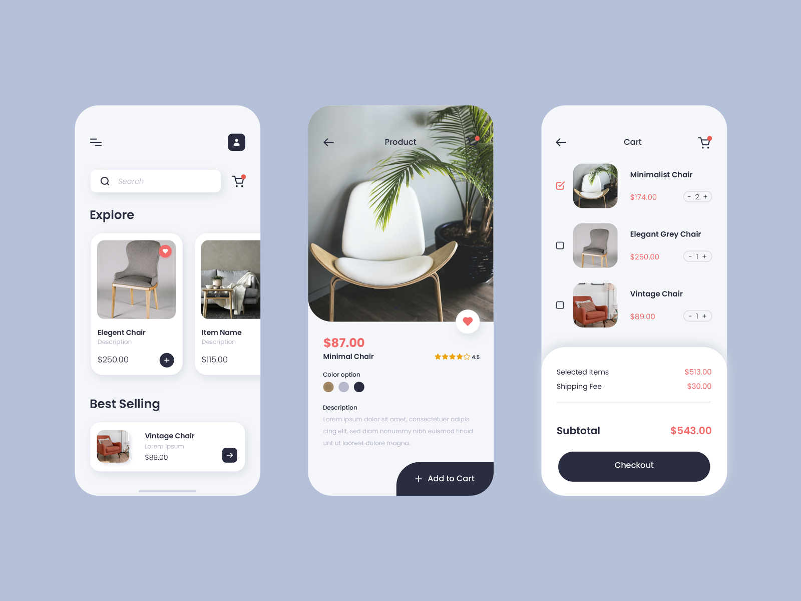 Furniture Mobile App by Imtinan Shakoor on Dribbble