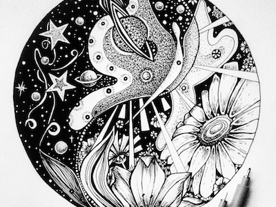 Yin Yang art design details dots draw drawing flowers graphic hand drawing hand made illustration ink