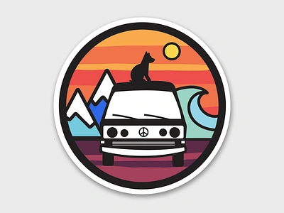 Mav Sticker Mockup adventure adventuremobile brand identity branding design dog illustration instagram logo logo design minimal minimal design minimalist simple sticker sticker design van life vw bus vw van