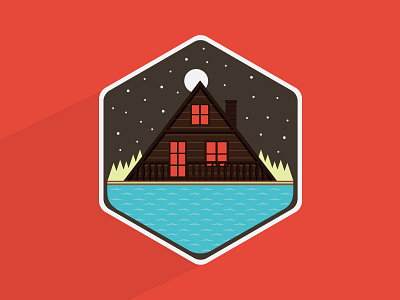 Cottage at Night cottage house illustration logo night vector