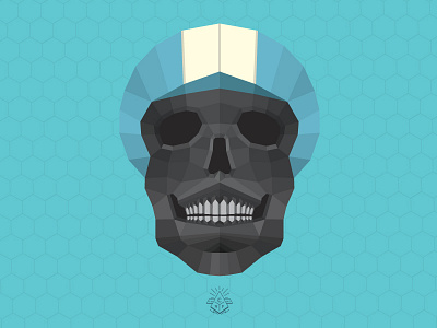 Skull protecting his skull bike cafe racer helmet illustration poly polygon skull vector