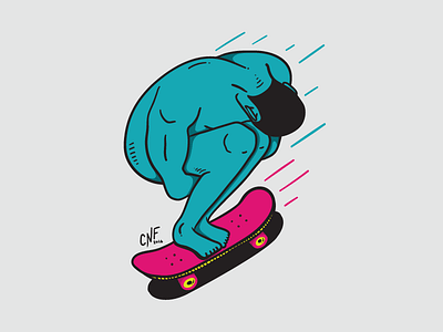 Free Styln' Around blue freestyle hand drawn illustration naked skate skating speed vector