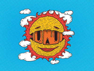 Sun Skull clouds core fire hot illustration illustrator skull sky summer sun vector
