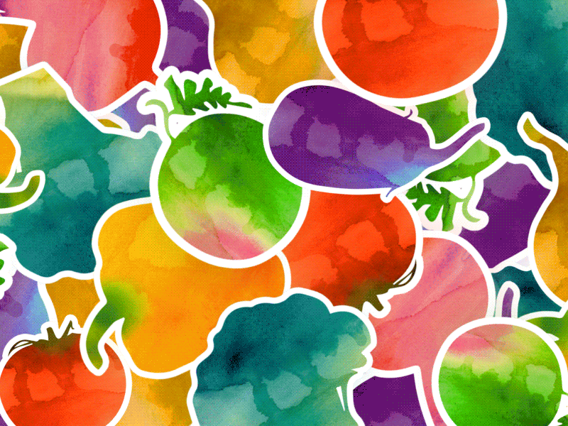 VeggieGo animate app colorful fruits gif go promo splash vegetables veggie water color
