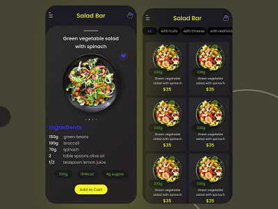 Salad App UI Design app branding car app ui design designer find my car fiverr freelancer graphics illustration interactive logo nft product designer ui ui designer uiux upwork user interface ux designer