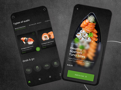 Sushi App Glassmorphism UI design app bitcoin design branding car app ui crypto design dashboard design design designer find my car glassmorphism graphics illustration logo marketplace design nft design order food sushi ui uiux designer user interface