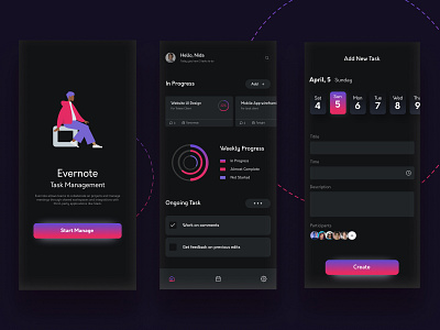 Task Management App UI/UX app app uiux branding car app ui dark mode ui dark theme app design designer graphics illustration logo management app task app uiux task management ui user centered user experience user interface user testing vector