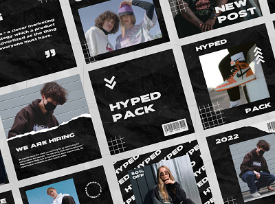 HYPED – STREETWEAR INSTAGRAM POSTS & STORIES PACK advertising animated commercial creatives fashion instagram marketing promotion sale shop smm social social media store stories story streetwear trendy urban