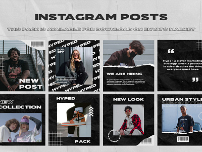 HYPED – STREETWEAR INSTAGRAM POSTS & STORIES PACK advertising animated commercial creatives fashion instagram promotion sale shop shopping smm social store stories story streetwear trendy urban